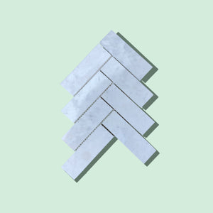 Calacatta Honed Marble Large Herringbone Mosaic