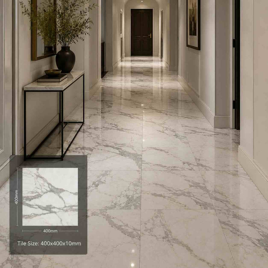 Calacatta Oro Polished Italian Marble Tiles 400x400mm