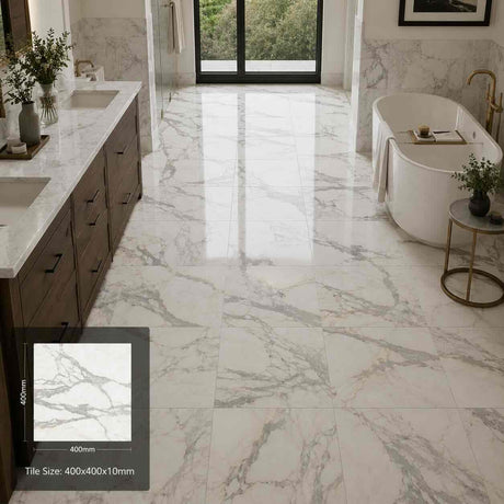 Calacatta Oro Polished Italian Marble Tiles 400x400mm