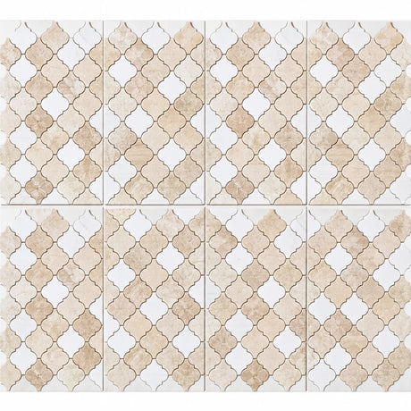 Calacatta Pearly & Diana Royal Arabesque Marble Mosaic 330x350x10mm