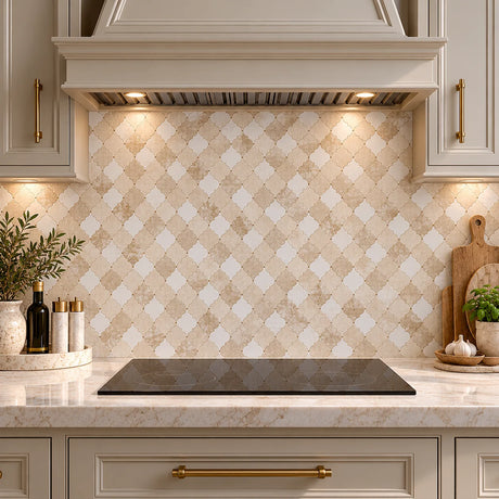 Calacatta Pearly & Diana Royal Arabesque Marble Mosaic 330x350x10mm
