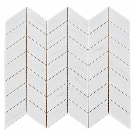 Calacatta Pearly Marble Chevron Mosaic 250x370x10mm