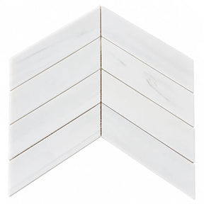 Calacatta Pearly Marble Chevron Mosaic 250x370x10mm