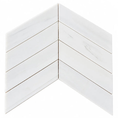 Calacatta Pearly Marble Chevron Mosaic 250x370x10mm