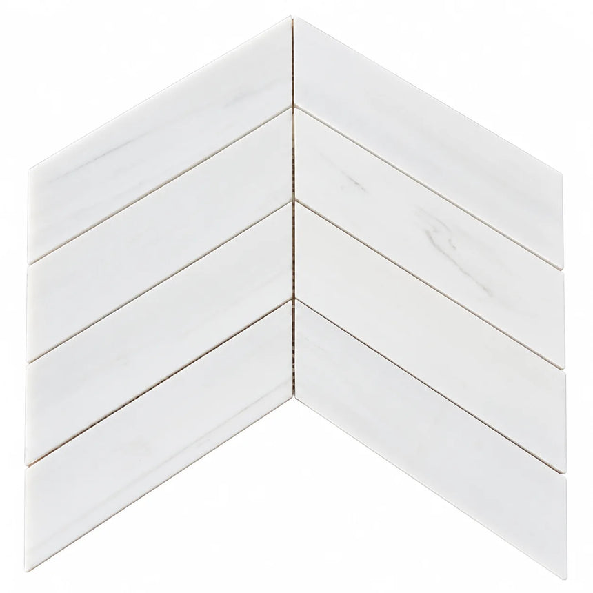 Calacatta Pearly Marble Chevron Mosaic 250x370x10mm