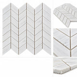 Calacatta Pearly Marble Chevron Mosaic 250x370x10mm
