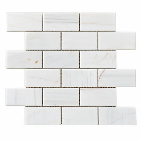 Calacatta Pearly Subway Marble Mosaic 50x100x10mm