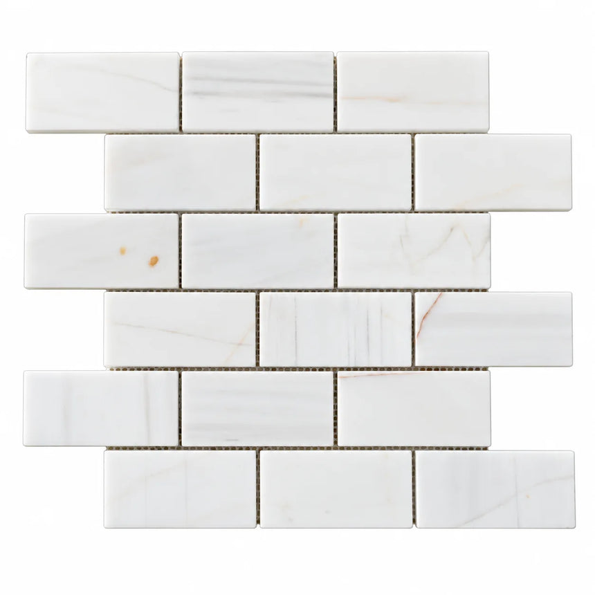 Calacatta Pearly Subway Marble Mosaic 50x100x10mm