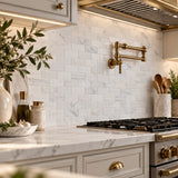 Calacatta Pearly Subway Marble Mosaic 50x100x10mm