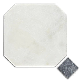 Calacatta Tumbled Octagon Marble Tiles 406x406mm
