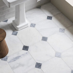 Calacatta Tumbled Octagon Marble Tiles 406x406mm