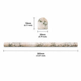 Calacatta Verde Polished Marble Pencil Liner Moulding | 305x20x18mm
