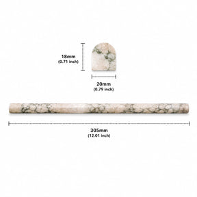 Calacatta Verde Polished Marble Pencil Liner Moulding | 305x20x18mm