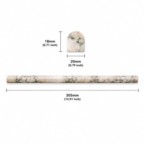 Calacatta Verde Polished Marble Pencil Liner Moulding | 305x20x18mm