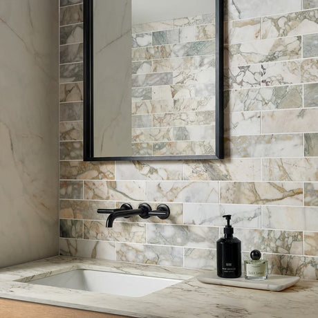 Calacatta Verde Honed Marble Tiles 70x305x10mm