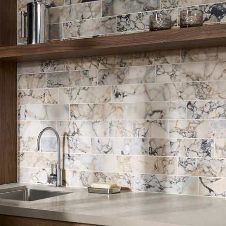 Calacatta Violetta Monet Honed Marble Tiles 70x305x10mm