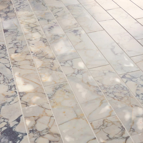 Calacatta Violetta Monet Honed Marble Tiles 70x305x10mm