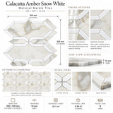Calacatta Amber & Snow White Waterjet Marble Mosaic Tile 350 × 320 × 10 mm
