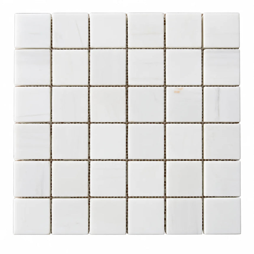 Calacatta Pearly Square Marble Mosaic 50x50x10mm