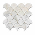 Calacatta Scallop Polished Marble Mosaic Tiles
