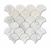 Calacatta Scallop Polished Marble Mosaic Tiles