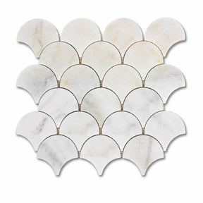Calacatta Scallop Polished Marble Mosaic Tiles