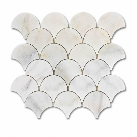 Calacatta Scallop Polished Marble Mosaic Tiles