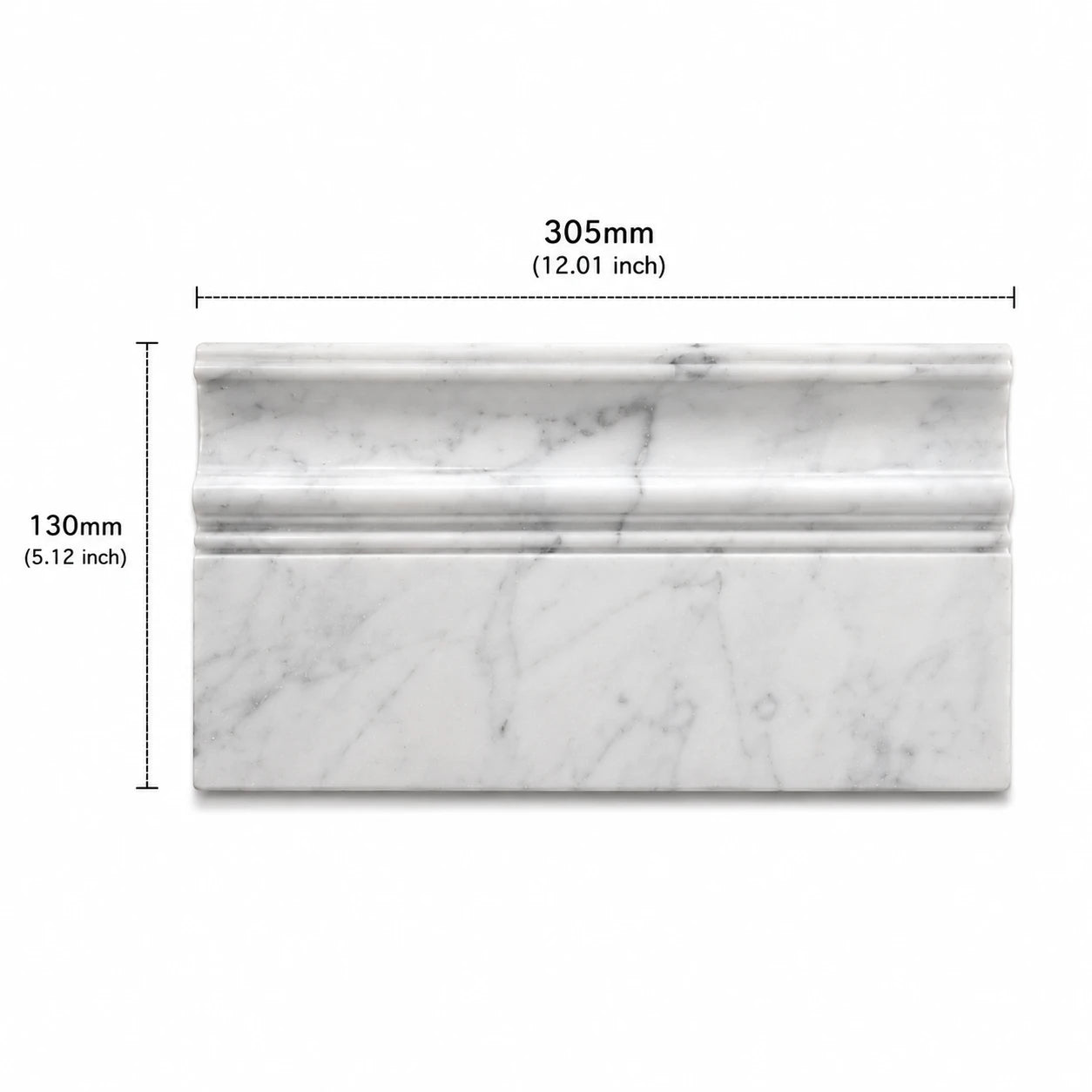 Carrara Marble Art Deco Skirting Board | 130x305x18mm