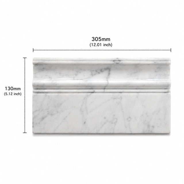 Carrara Marble Art Deco Skirting Board | 130x305x18mm