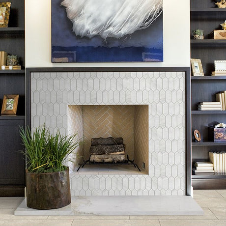 Carrara Polished Marble Picket Mosaic Tile