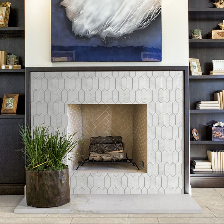 Carrara Polished Marble Picket Mosaic Tile