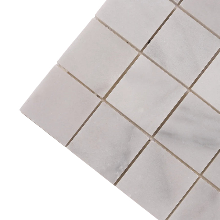Bianco Carrara 50x50mm mosaic sheet mesh mounted