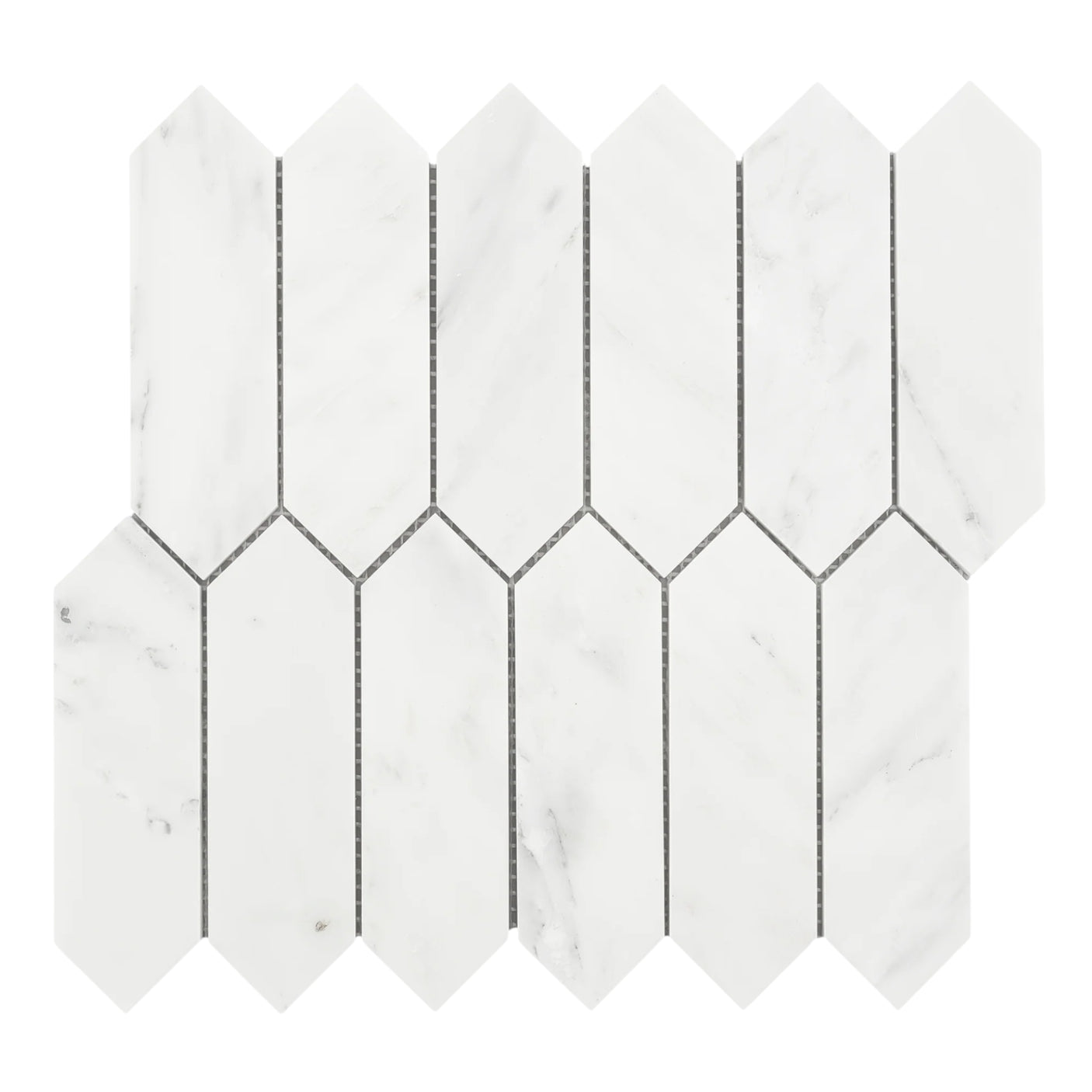 Carrara Polished Marble Picket Mosaic Tile 50×150 mm
