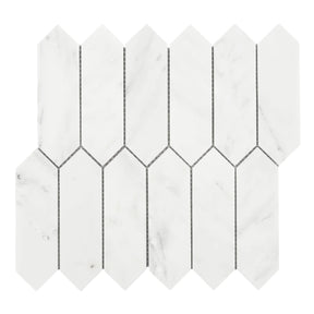 Carrara Polished Marble Picket Mosaic Tile 50×150 mm