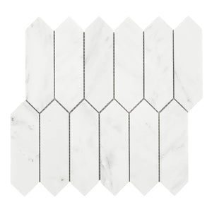 Carrara Polished Marble Picket Mosaic Tile 50×150 mm