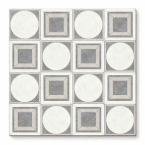Afyon Grey, Afyon White & Dolomite Cicero Marble Mosaic Tile 305 × 305 × 10 mm