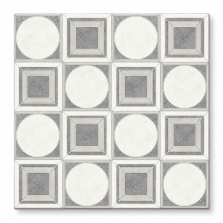Afyon Grey, Afyon White & Dolomite Cicero Marble Mosaic Tile 305 × 305 × 10 mm