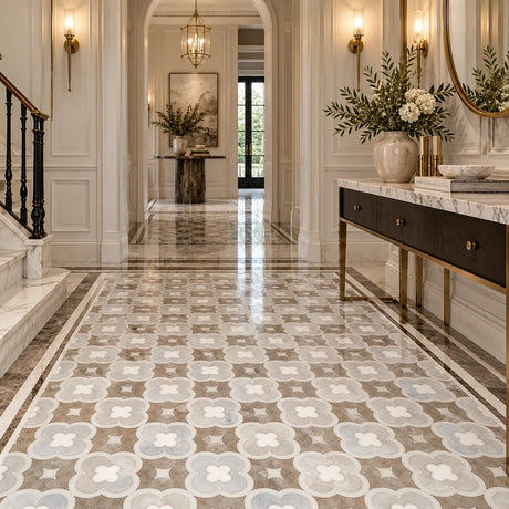 Daisy Decor Sivec, Carrara & Palisandro Marble Mosaic Tile 305 × 305 × 10 mm