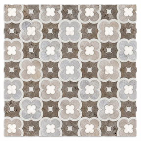 Daisy Decor Sivec, Carrara & Palisandro Marble Mosaic Tile 305 × 305 × 10 mm