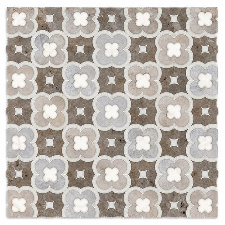 Daisy Decor Sivec, Carrara & Palisandro Marble Mosaic Tile 305 × 305 × 10 mm