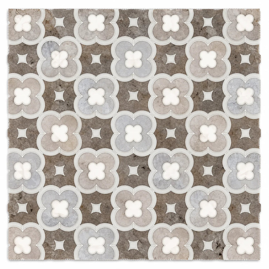 Daisy Decor Sivec, Carrara & Palisandro Marble Mosaic Tile 305 × 305 × 10 mm