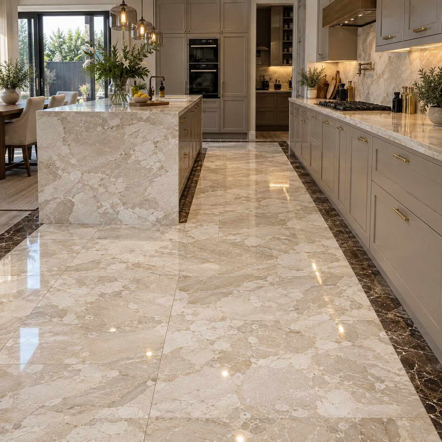 Diana Royal Semi-Polished Honed XL Marble Tiles 600 x 1200 x 20 mm