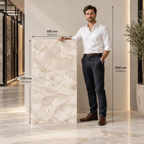 Diana Royal Semi-Polished Honed XL Marble Tiles 600 x 1200 x 20 mm