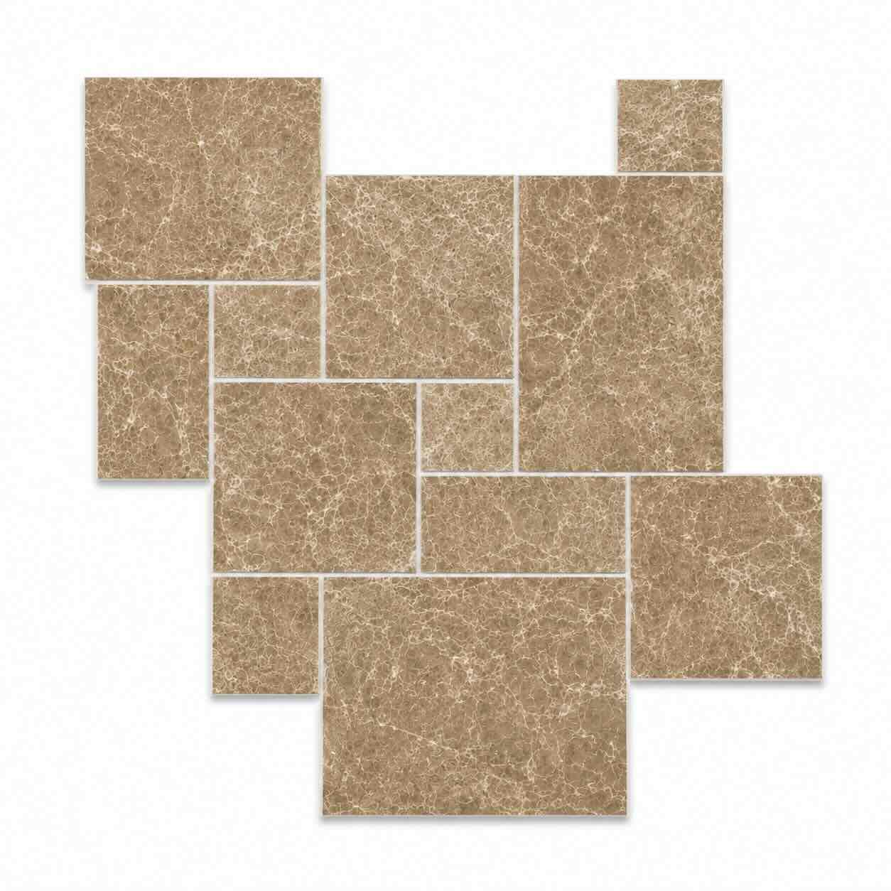 Emperador Light Tumbled Opus Pattern Set 12mm