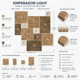 Emperador Light Tumbled Opus Pattern Set 12mm