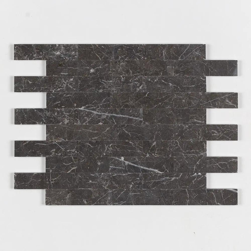 Fitz Black Honed Subway Marble Tile 