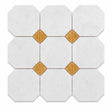 Fitz White Honed Octagon Marble Tile with Gold Onyx 305x305x10mm