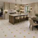 Fitz White Honed Octagon Marble Tile with Gold Onyx 305x305x10mm