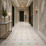 Fitz White Honed Octagon Marble Tile with Gold Onyx 305x305x10mm