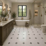 Fitz White Honed Octagon Marble Gray Dot 305x305x10mm